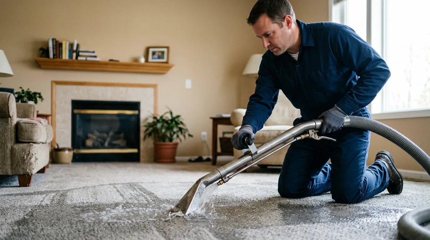Water damage restoration technician working near Morley, IA